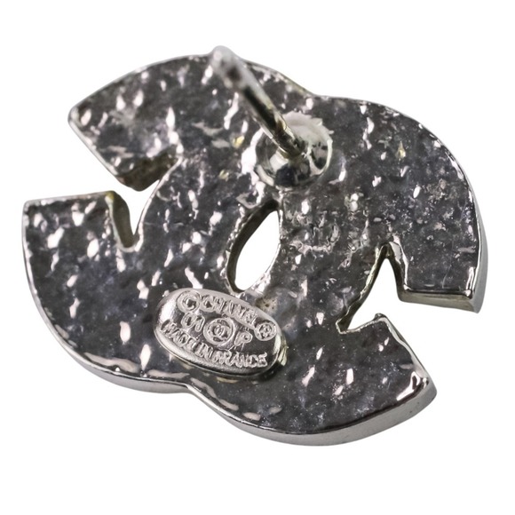 CHANEL 01P Baguette Cut Rhinestone Coco Mark Earrings, Silver, Women's - Picture 10 of 13